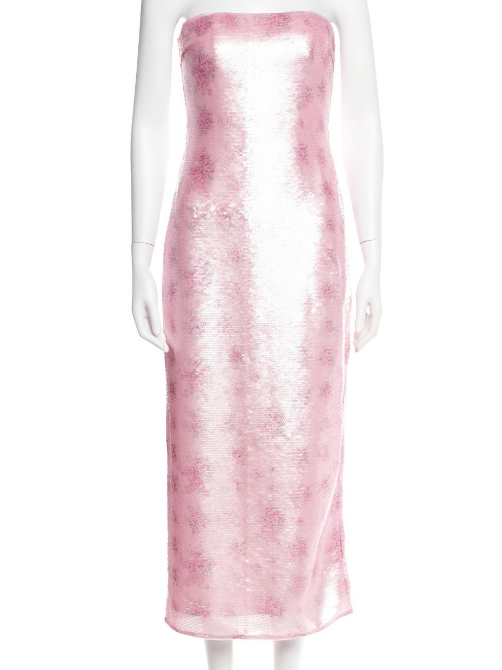 LoveShackFancy Strapless Sequin Midi Dress